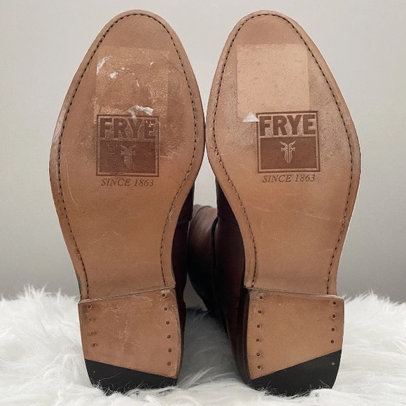 FRYE Dorado Tall Cognac Brown Leather Harness Buckle Riding Knee Boots Shoes 6 - Picture 16 of 16